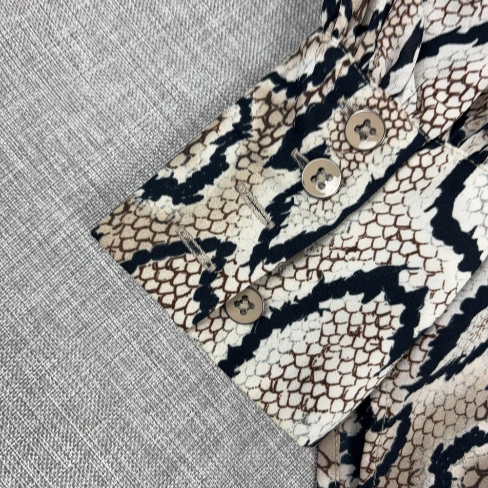 CAbi Shirt Womens S Beige Animal Print Collared Button-Up Lightweight Polyester - Picture 8 of 10